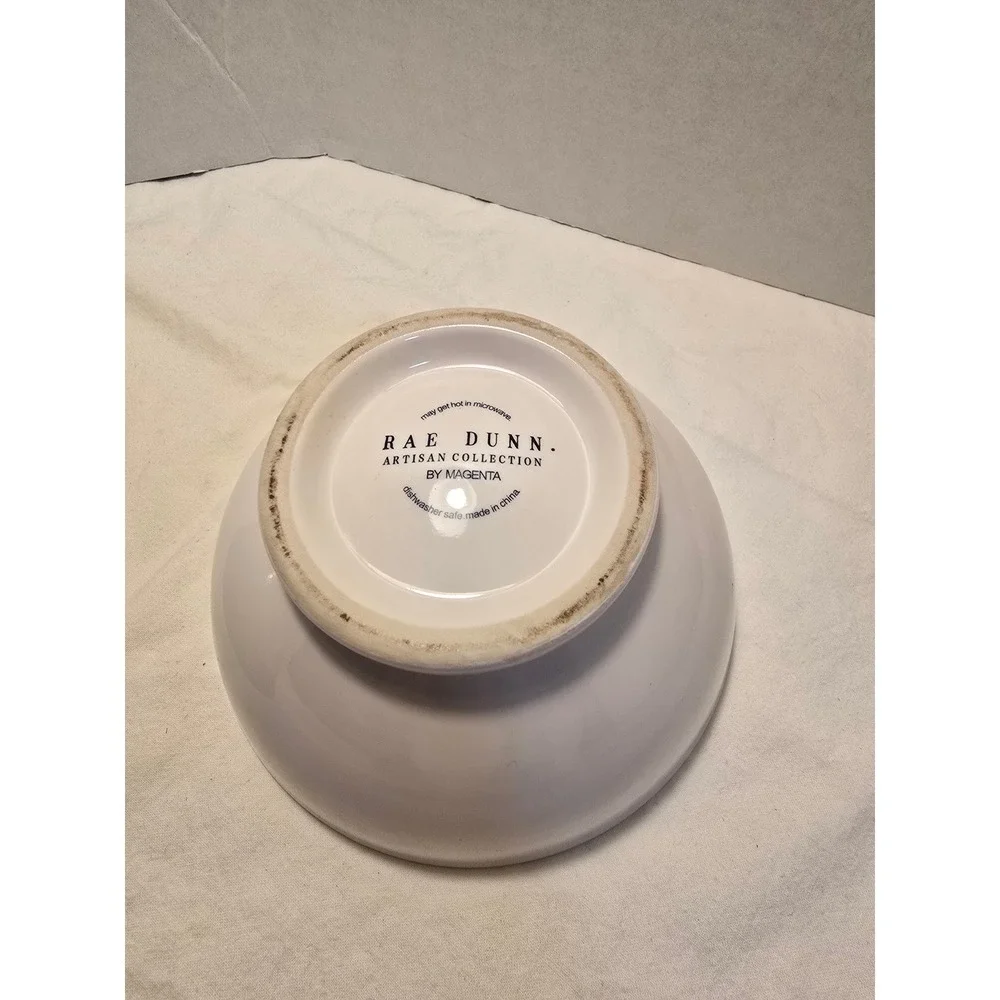 Rae Dunn More Please Ceramic Footed Bowl White Artisan Collection by Magenta 6in